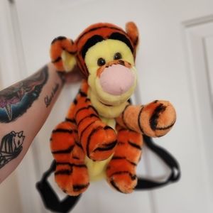 Vintage Disney Tigger Plush Backpack Zipper Pocket Winnie the Pooh Y2K